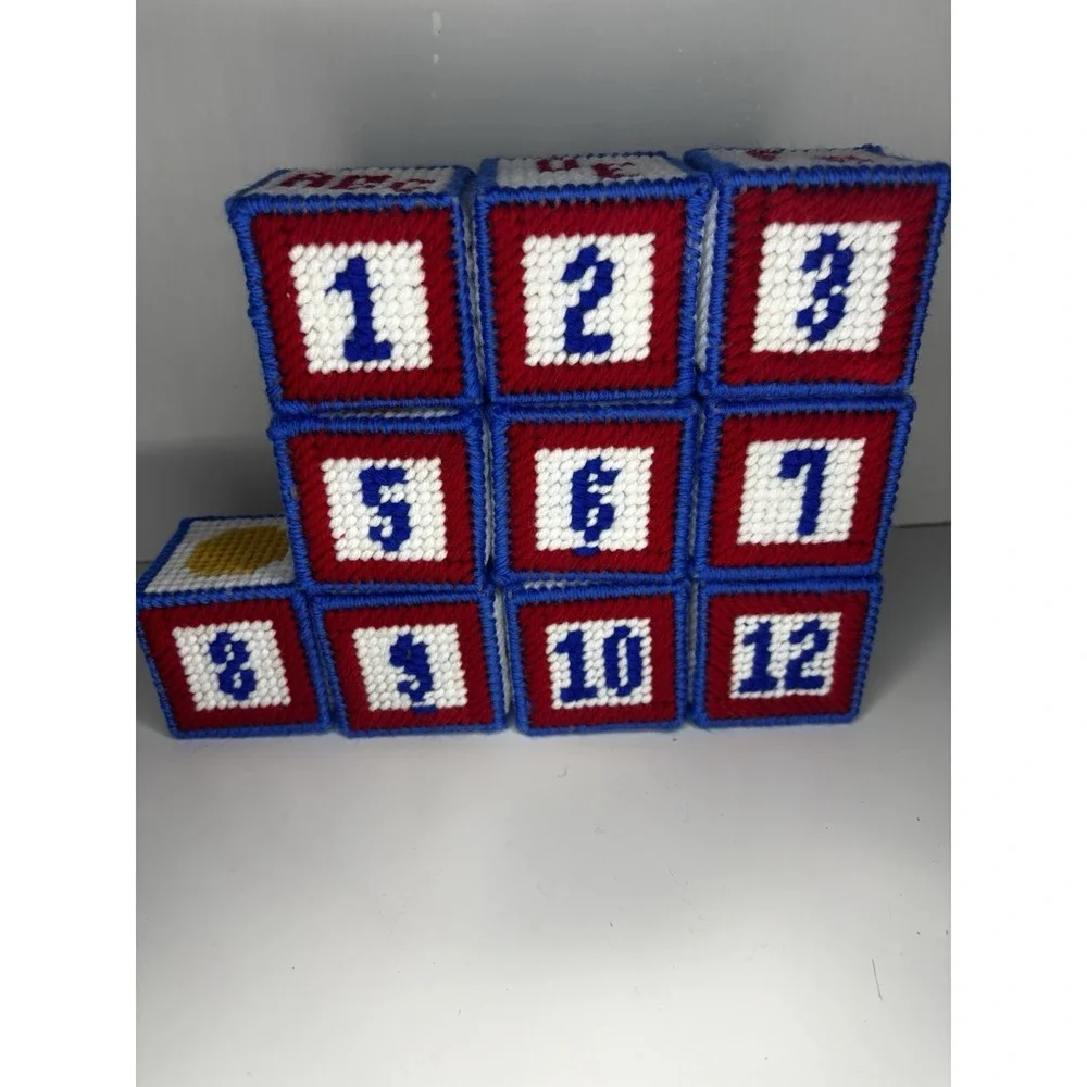 10 Vintage Crochet Granny Square ABC Blocks Alphabet Pictures Numbers